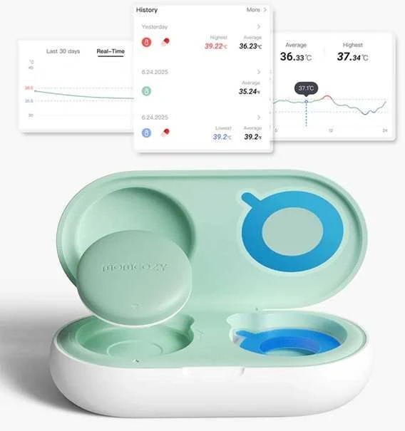 MOMCOZY IŠMANUSIS KŪDIKIŲ TERMOMETRAS – MEDICININIS TIKSLUMAS IR NUOLATINĖ TEMPERATŪROS KONTROLĖ PROGRAMĖLĖJE