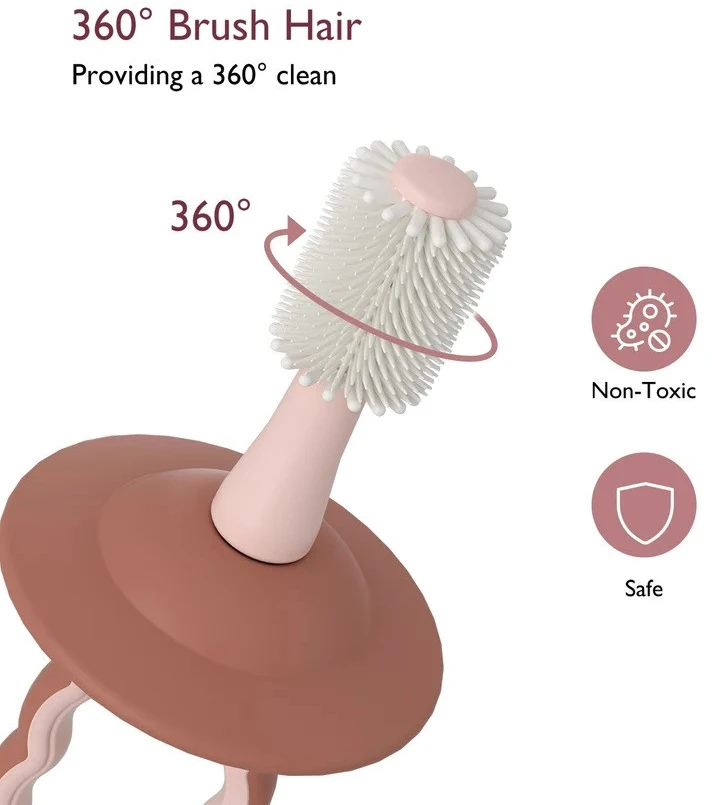 MOMCOZY ITIN MIKŠTAS KŪDIKIŲ DANTŲ ŠEPETĖLIS 360, ROŽINIS