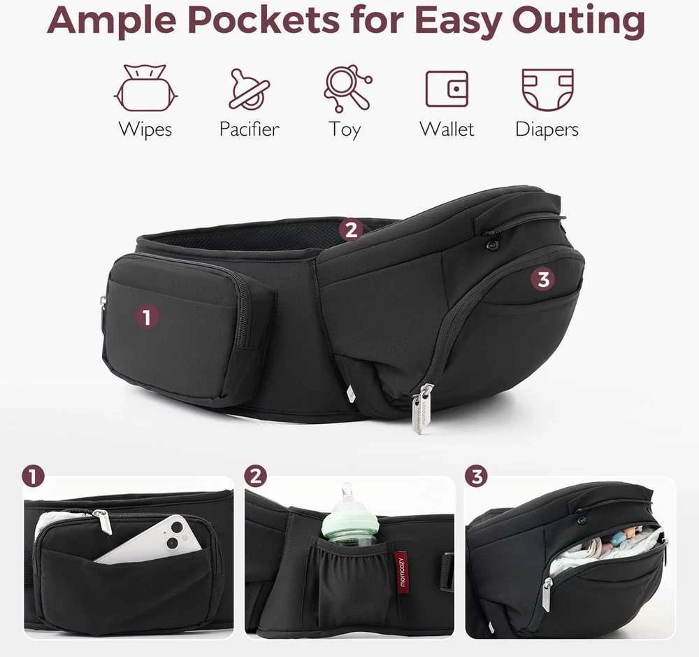 MOMCOZY KŪDIKIŲ NEŠIOKLĖ MOVE2FIT 2IN1 SU KLUBŲ SĖDYNE, JUODA