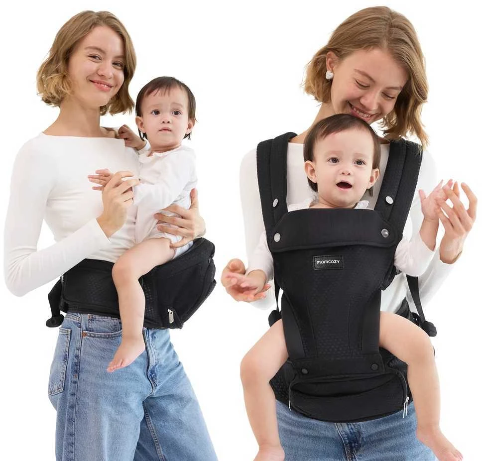 MOMCOZY KŪDIKIŲ NEŠIOKLĖ MOVE2FIT 2IN1 SU KLUBŲ SĖDYNE, JUODA