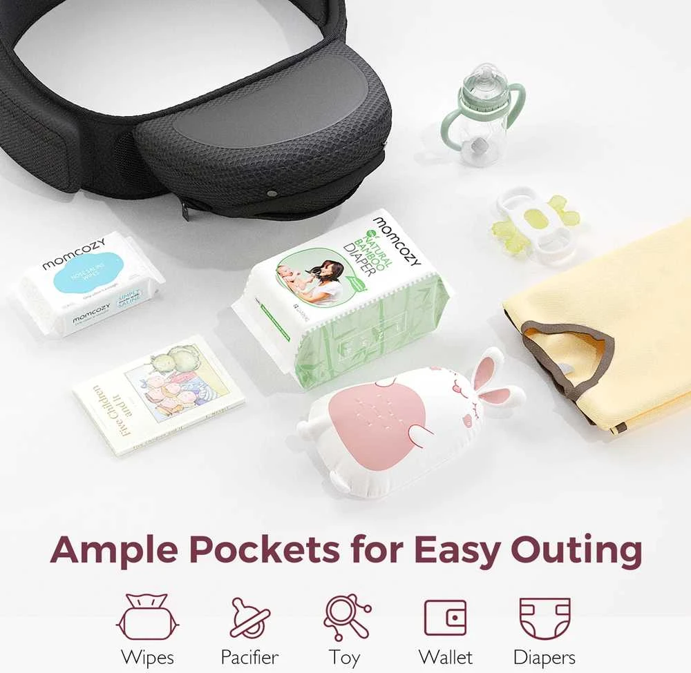 MOMCOZY KŪDIKIŲ NEŠIOKLĖ MOVE2FIT 2IN1 SU KLUBŲ SĖDYNE, JUODA