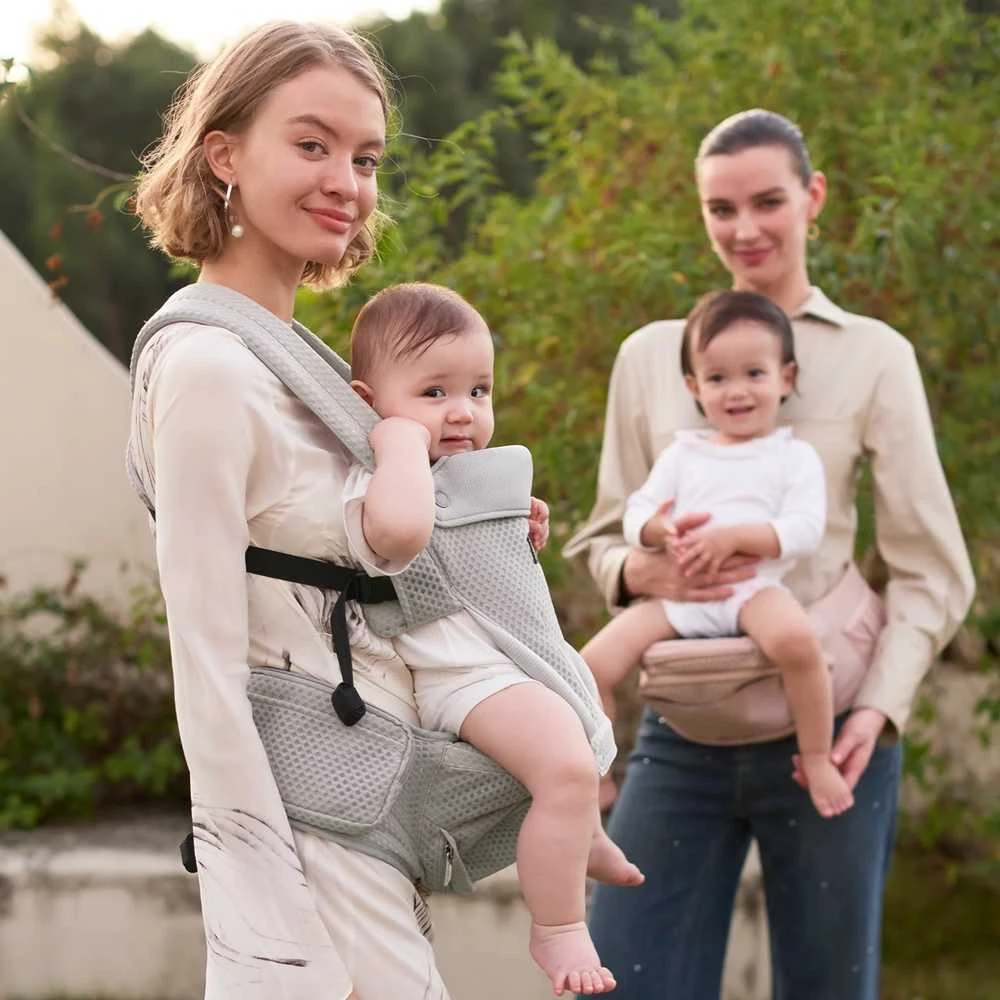 MOMCOZY KŪDIKIŲ NEŠIOKLĖ MOVE2FIT 2IN1 SU KLUBŲ SĖDYNE, SU TINKLELIU, PILKA