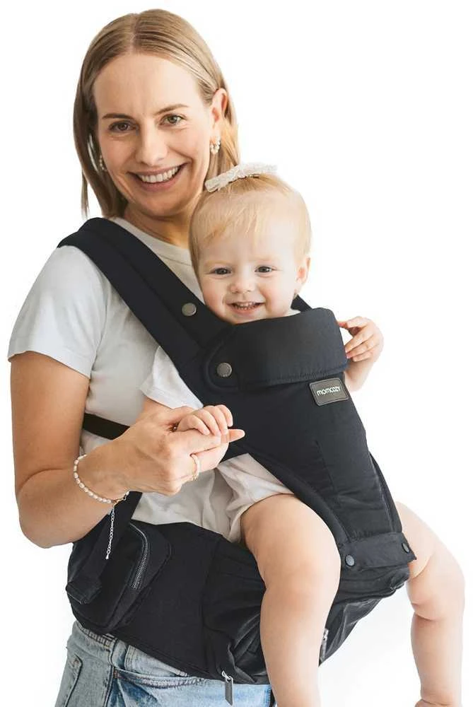 MOMCOZY KŪDIKIŲ NEŠIOKLĖ MOVE2FIT 2IN1 SU KLUBŲ SĖDYNE, JUODA