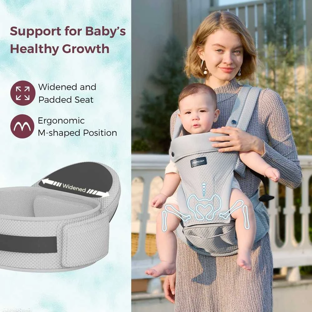 MOMCOZY KŪDIKIŲ NEŠIOKLĖ MOVE2FIT 2IN1 SU KLUBŲ SĖDYNE, SU TINKLELIU, PILKA