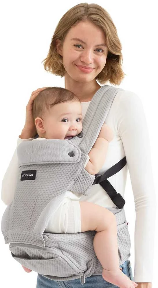 MOMCOZY KŪDIKIŲ NEŠIOKLĖ MOVE2FIT 2IN1 SU KLUBŲ SĖDYNE, SU TINKLELIU, PILKA