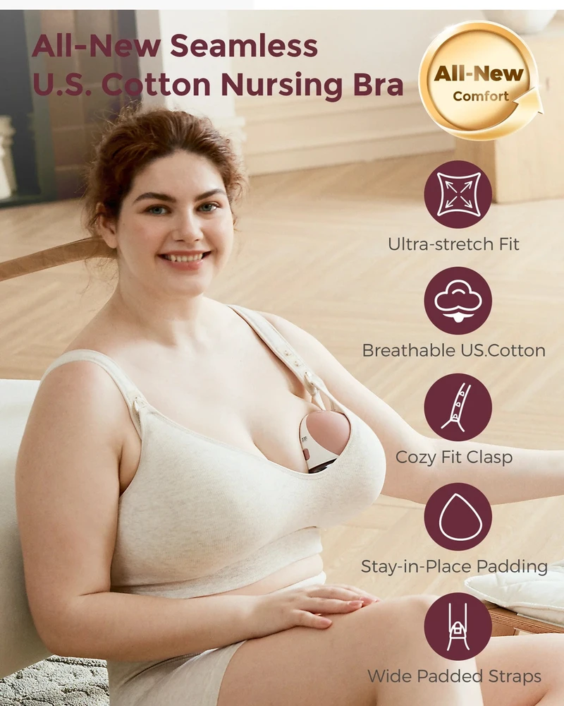 MOMCOZY MEDVILNINĖ MAITINIMO LIEMENĖLĖ DIDESNEI KRŪTINEI BUSTY, OATMEAL, M DYDIS