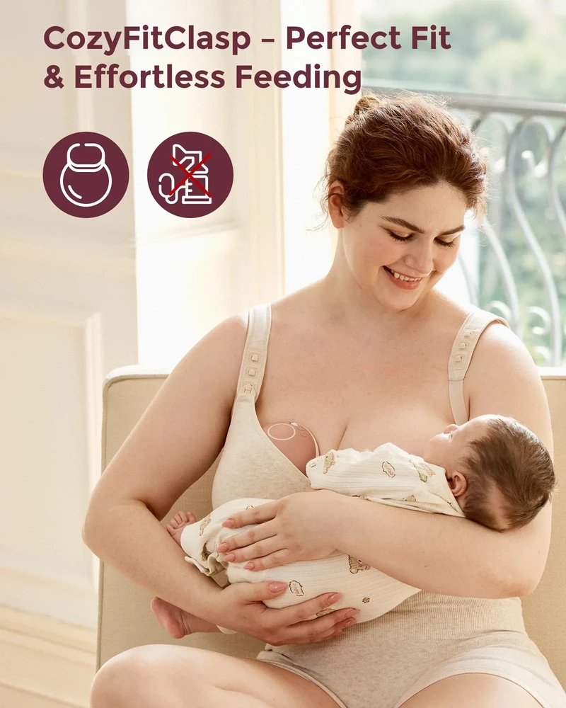 MOMCOZY MEDVILNINĖ MAITINIMO LIEMENĖLĖ DIDESNĖMS KRŪTIMS BUSTY, OATMEAL, L DYDIS