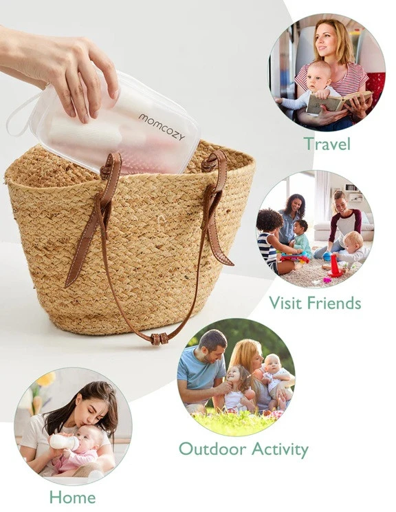 Momcozy MOMCOZ BUTELIUKŲ IR ŽINDUKŲ ŠEPETĖLIŲ RINKINYS PUSH-PRESS, RAUSVAS