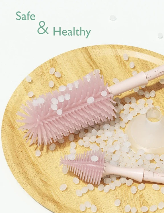 Momcozy MOMCOZ BUTELIUKŲ IR ŽINDUKŲ ŠEPETĖLIŲ RINKINYS PUSH-PRESS, RAUSVAS