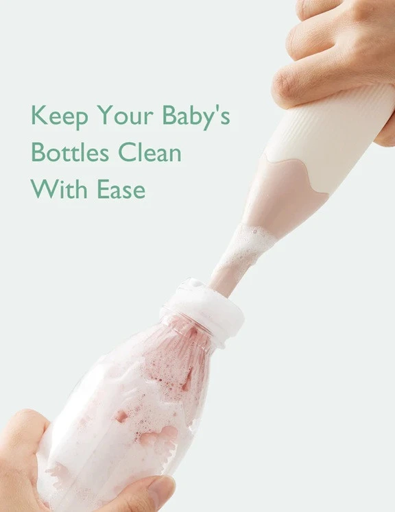Momcozy MOMCOZ BUTELIUKŲ IR ŽINDUKŲ ŠEPETĖLIŲ RINKINYS PUSH-PRESS, RAUSVAS