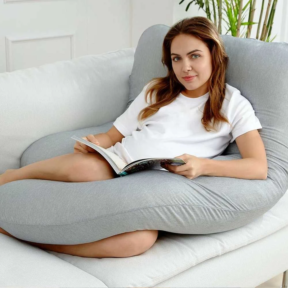 MOMCOZY MULTIFUNKCINĖ NĖŠČIOSIOS PAGALVĖ SU VĖSINANČIU AUDINIU, U FORMOS