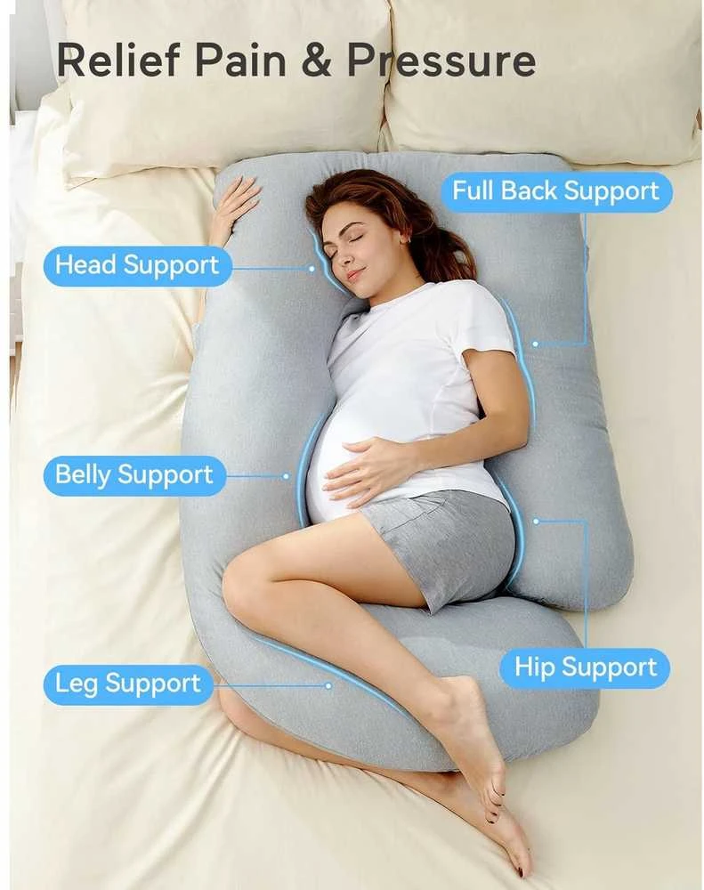MOMCOZY MULTIFUNKCINĖ NĖŠČIOSIOS PAGALVĖ SU VĖSINANČIU AUDINIU, U FORMOS
