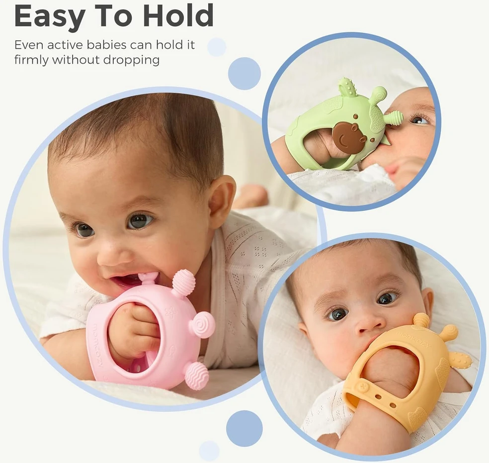 Momcozy kramtukai kūdikiams – rinkinys su spalvotomis detalėmis