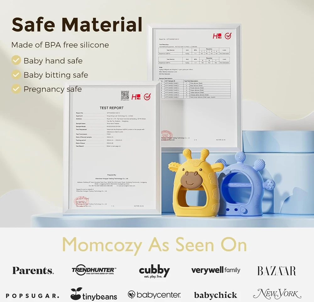 MOMCOZY SILIKONINIS KRAMTUKAS KŪDIKIAMS, GELTONAS