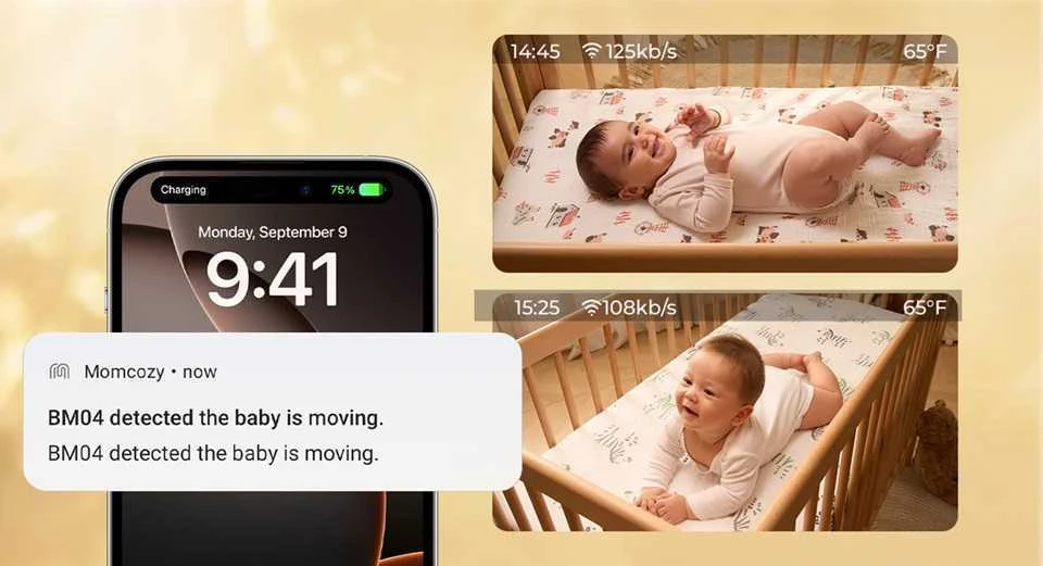 MOMCOZY SMART 5.0 COLIŲ VIDEO AUKLĖ BM04 SU WIFI FUNKCIJA
