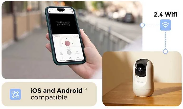 MOMCOZY SMART 5.0 COLIŲ VIDEO AUKLĖ BM04 SU WIFI FUNKCIJA