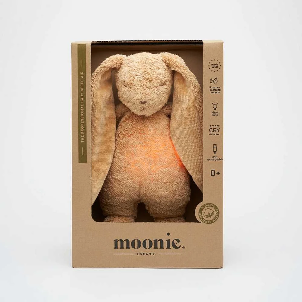 Moonie 2.0 migdukas Organic Humming Bunny - Cappuchino su garso įrašymo funkcija