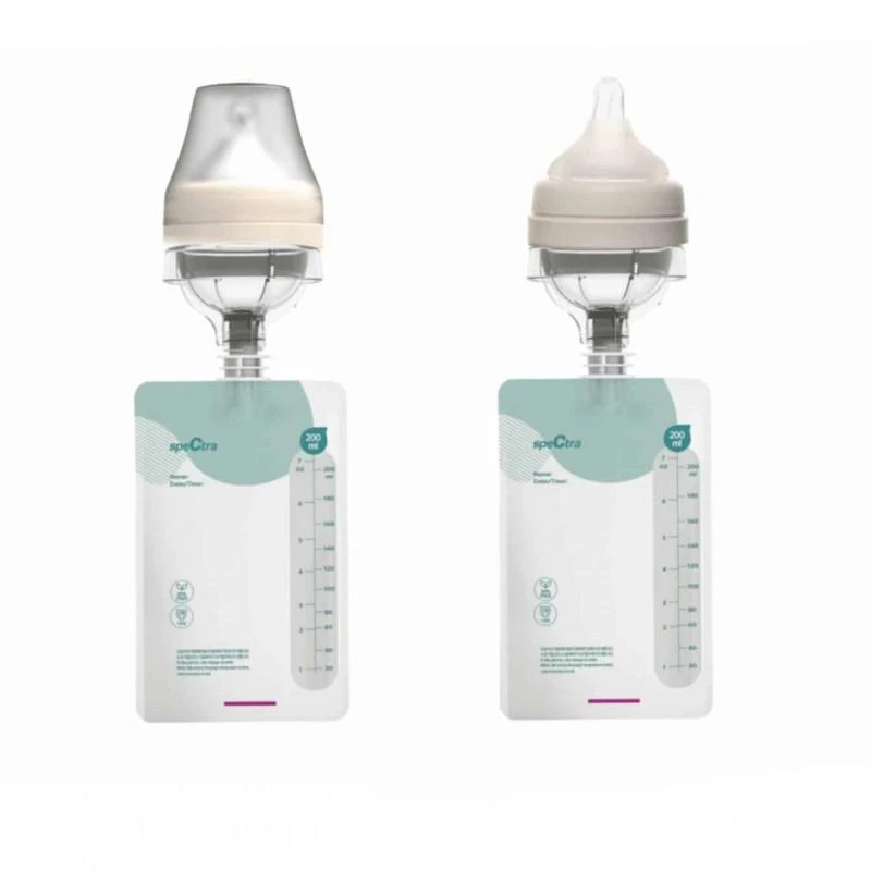 SPECTRA MAIŠELIAI PIENO SAUGOJIMUI, 10 VNT., 200 ML, SU JUNGTIMI