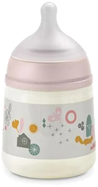 SUAVINEX ANTI-COLIC BUTELIUKAS SX PRO SU LĖTOS SROVĖS (S) FIZIOLOGINIU ŽINDUKU, 150 ML, NUO 0 MĖN., WALK Rožinis