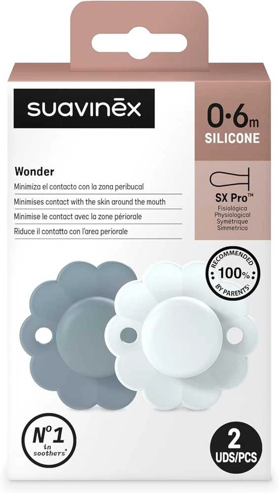 SUAVINEX FIZIOLOGINIS ČIULPTUKAS SX PRO WONDER, 0-6 MĖN., SPRING LAKE/ILLUSION Mėlynas, 2 VNT