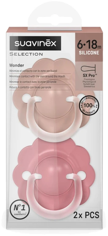 SUAVINEX FIZIOLOGINIS ČIULPTUKAS SX PRO WONDER, 6-18 MĖN., SOFT/DEEP Rožinis, 2 VNT.