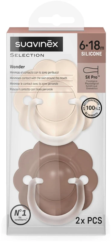 SUAVINEX FIZIOLOGINIS ČIULPTUKAS SX PRO WONDER, 6-18 MĖN., SOFT BEIGE/SOFT BROWN