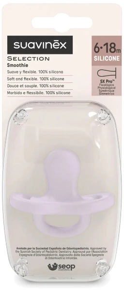 SUAVINEX FIZIOLOGINIS, SILIKONINIS ČIULPTUKAS SX PRO, 6-18 MĖN., LAVENDER