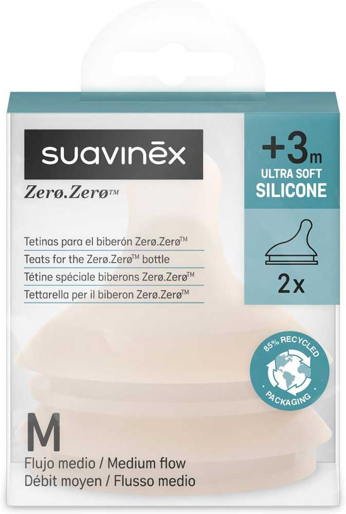 SUAVINEX VIDUTINĖS SROVĖS ŽINDUKAI ZERO ZERO ANTI-COLIC BUTELIUKAMS, NUO +3 MĖN., 2 VNT., LIGHT