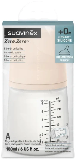 Buteliukas kūdikių maitinimui Suavinex Biberon Anticolico Zero Zero Flujo Lento 0m 180ml