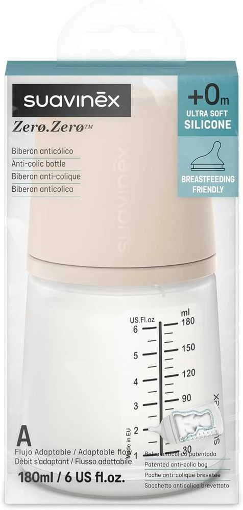 Suavinex Zero Zero 180 ml buteliukas pakuotėje