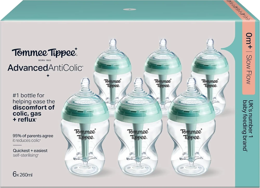 TOMMEE TIPPEE ADVANCED ANTI-COLIC MAITINIMO BUTELIUKŲ RINKINYS, 260 ML, 6 VNT.