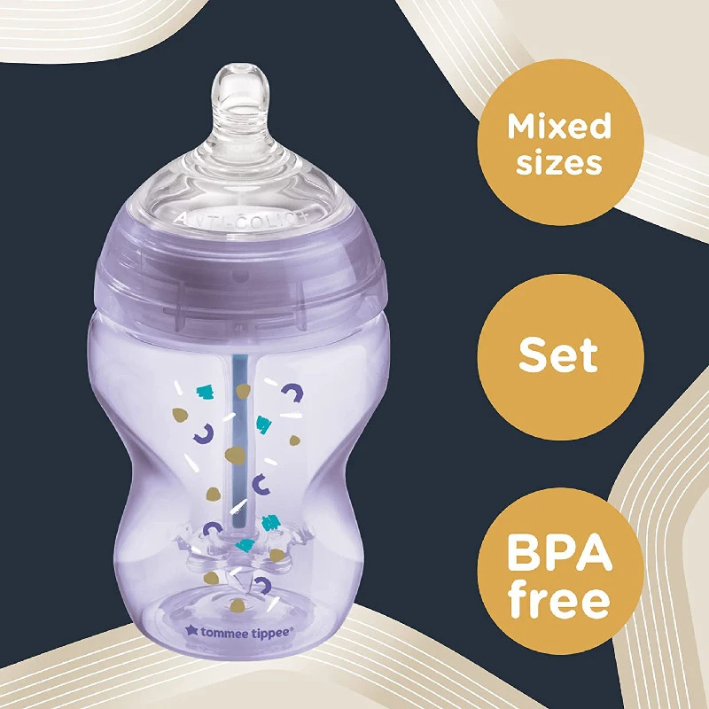 TOMMEE TIPPEE ADVANCED ANTI-COLIC MAITINIMO PRADŽIOS RINKINYS, PURPLE