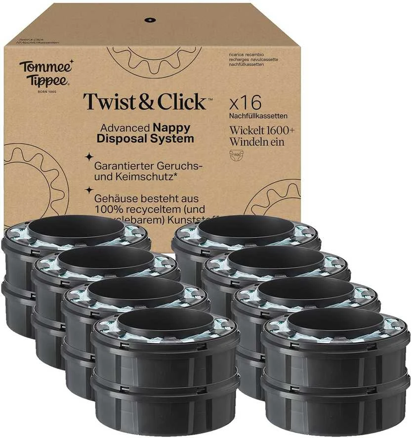 TOMMEE TIPPEE SANGENIC TWIST AND CLICK ADVANCED KASETĖS, 16 VNT. RINKINYS