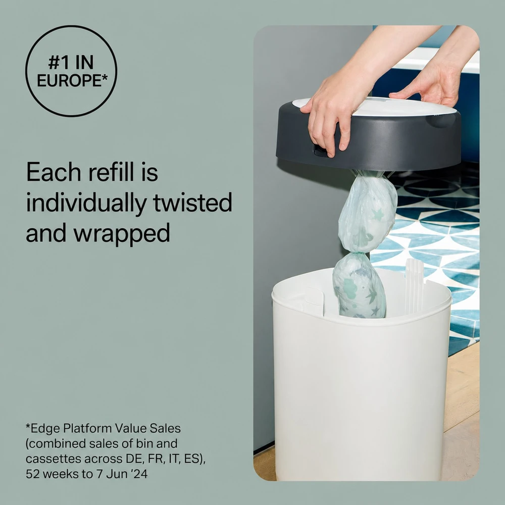 TOMMEE TIPPEE TWIST AND CLICK ADVANCED SAUSKELNIŲ KONTEINERIO IR 12 VNT. KASEČIŲ RINKINYS, Baltas