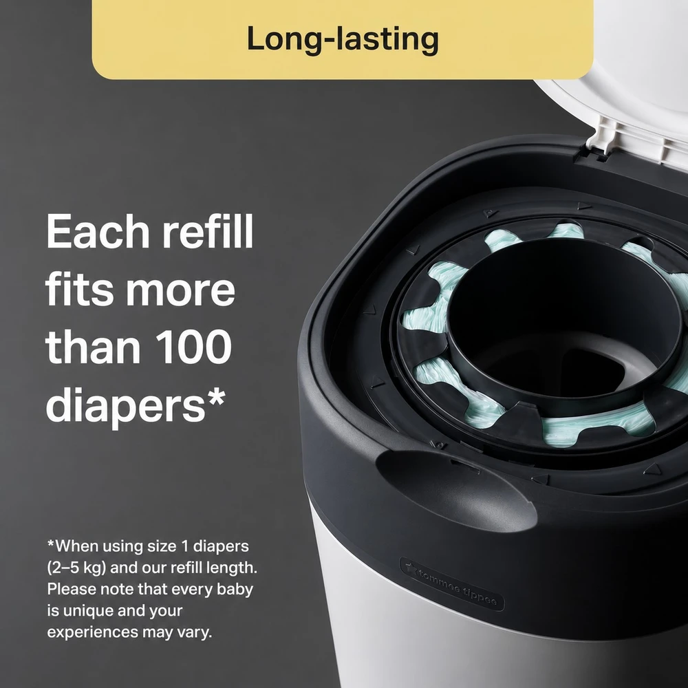TOMMEE TIPPEE TWIST AND CLICK ADVANCED SAUSKELNIŲ KONTEINERIO IR 12 VNT. KASEČIŲ RINKINYS, Baltas