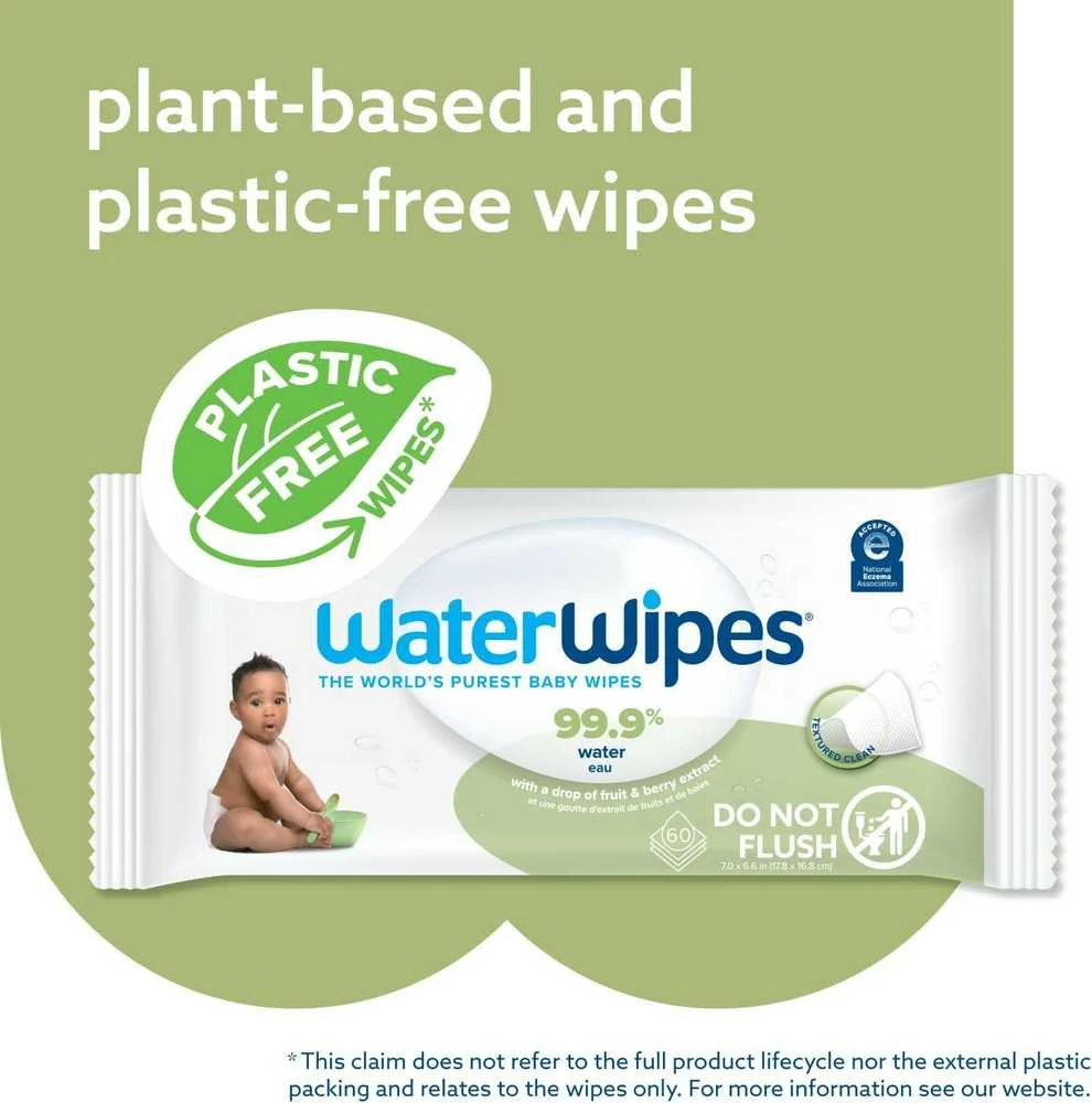 WATER WIPES WATERWIPES BEKAVAPĖS DRĖGNOS SERVETĖLĖS 12 PAKUOČIŲ PO 60 VNT. SENSITIVE