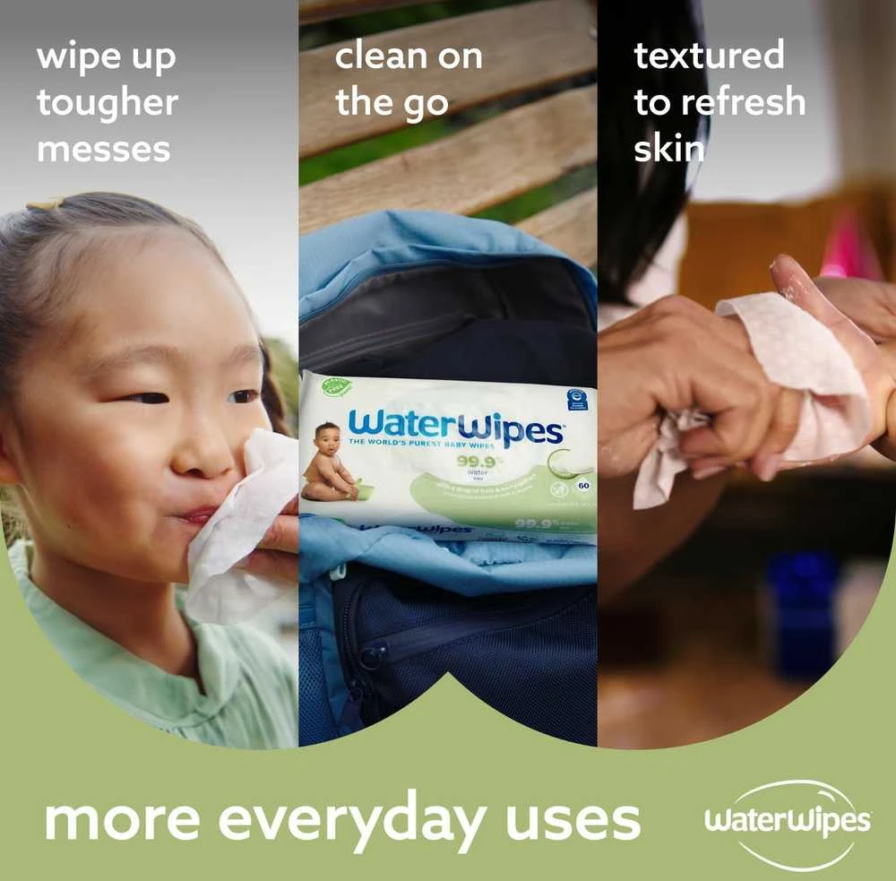 WATER WIPES WATERWIPES BEKAVAPĖS DRĖGNOS SERVETĖLĖS 12 PAKUOČIŲ PO 60 VNT. SENSITIVE