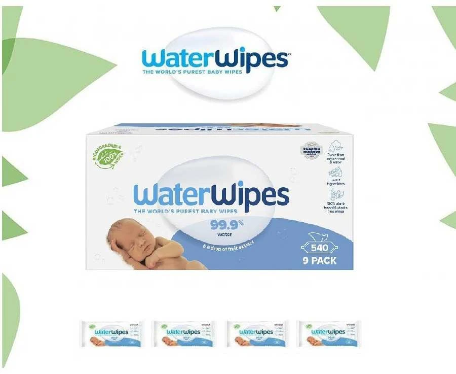WATER WIPES WATERWIPES DRĖGNOS SERVETĖLĖS, 4 PAKUOTĖS PO 60 VNT., BIODEGRADABLE