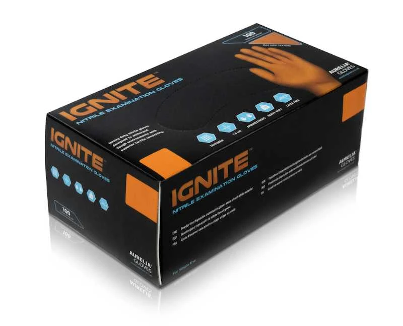 Aurelia Nitrilinės pirštinės IGNITE, M dydis
