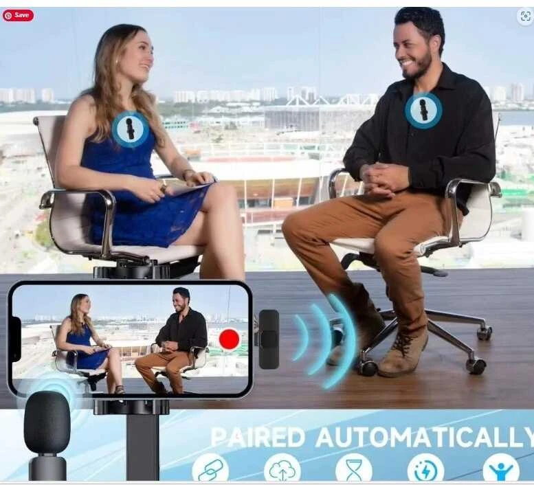 2,4G belaidis „Lavalier“ mikrofonas, nešiojamasis mini garso ir vaizdo įrašymo mikrofonas