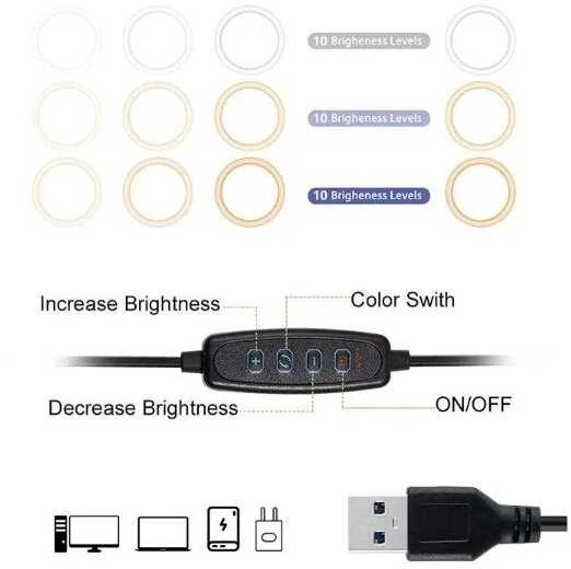 26 CM LED žiedo lempa su trikoju stovu