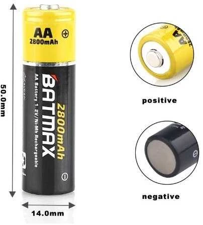 4 vnt - AA kraunami akumuliatoriai 3800 mAh talpos