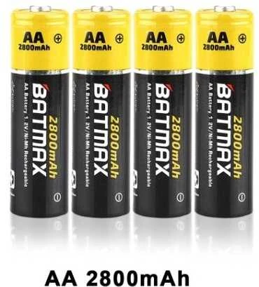 4 vnt - AA kraunami akumuliatoriai 3800 mAh talpos