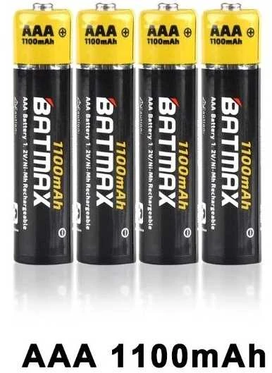 4 vnt - AAA kraunami akumuliatoriai 3000 mAh talpos