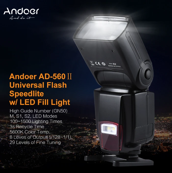 Andoer AD-560Ⅱ universali blykstė Canon Nikon Olympus Pentax fotoaparatams