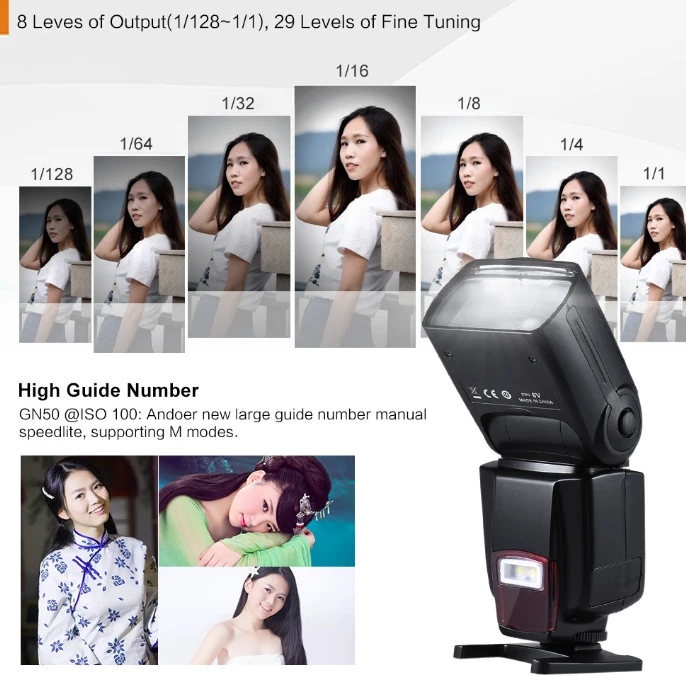 Andoer AD-560Ⅱ universali blykstė Canon Nikon Olympus Pentax fotoaparatams