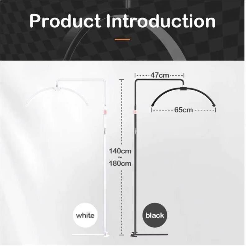 Andoer HD-M5X 36 W LED vaizdo apšvietimas, pusmėnulio formos užpildo lemputė 3000K-6000K, reguliuojamas 180 cm