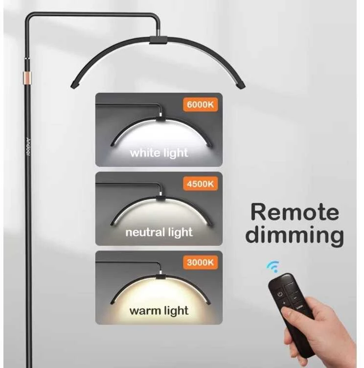 Andoer HD-M5X 36 W LED vaizdo apšvietimas, pusmėnulio formos užpildo lemputė 3000K-6000K, reguliuojamas 180 cm