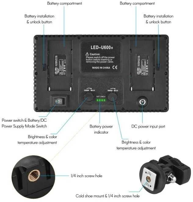 Andoer LED-600 šviestuvas