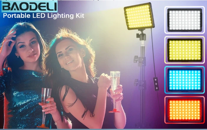 LED lempa su stovu 2 vnt rinkinyje su RGB filtrais